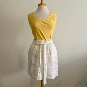 LOFT White Linen Lined Skirt with Elastic Waist
